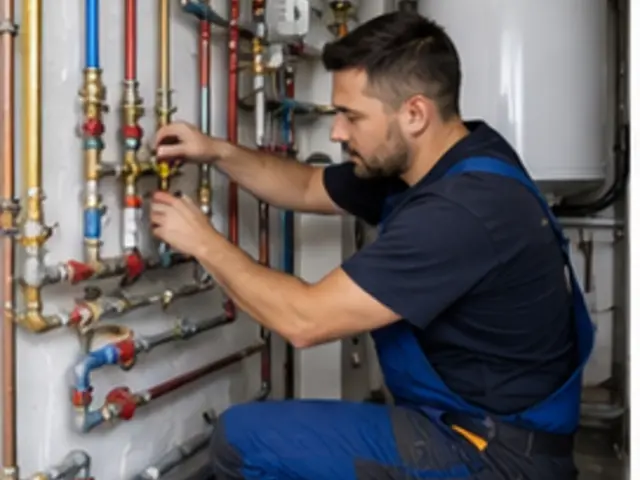 Munkáját végző épületgépész